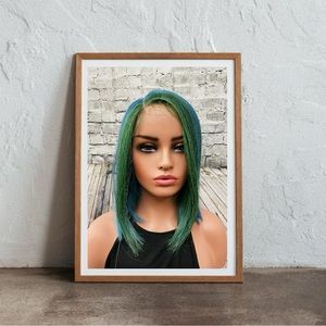 Rani lime/blue lace part wig nwt